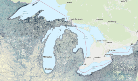 Concentration areas for migratory and non-migratory bats, higher concentrations are indicated by darker blue.