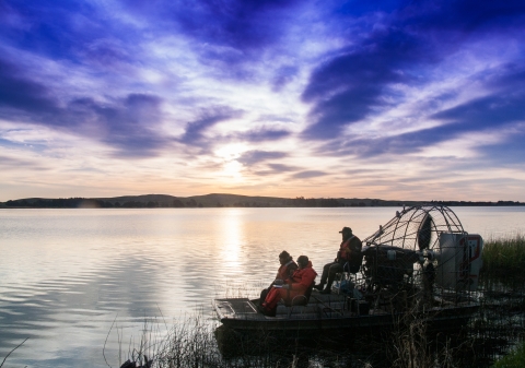 Waterfowl survey at sunrise on Valentine NWR