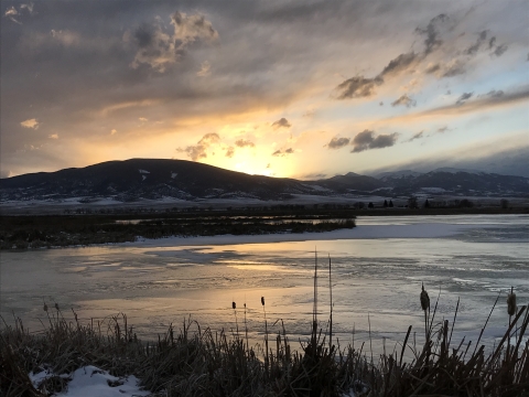 Sunset on the ice at Monte Vista National Wildlife Refuge