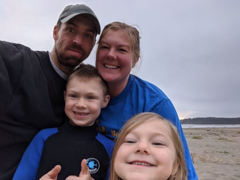 Kristin Bates and her family at Makah National Fish Hatchery