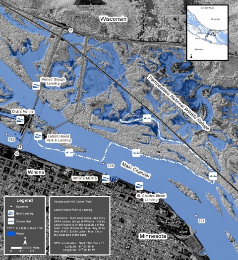 Map of Aghaming Canoe Trail on the Upper Miss River