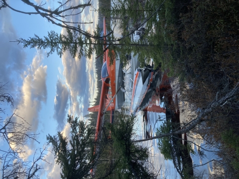 USFWS Aircraft parked on the lake