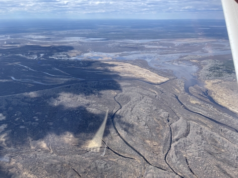 Aerial view of wetlands in Saskatchewan