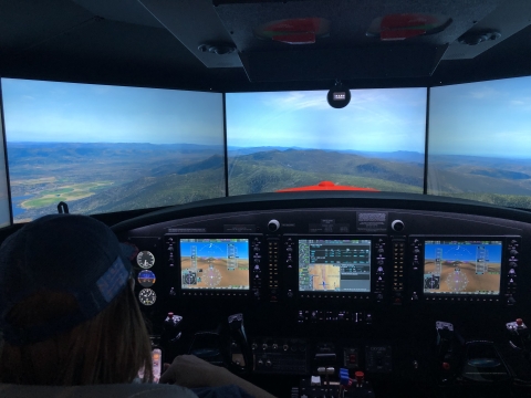 inside a flight simulator