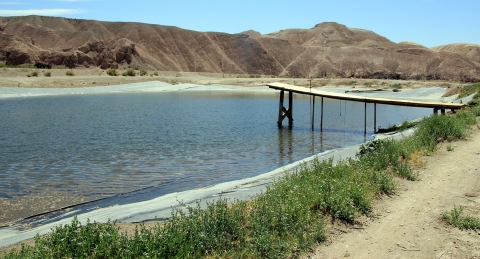 A large pond with water