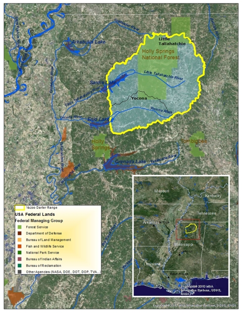 Yazoo darter range map created by Angela