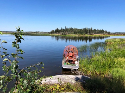 airboat on a lake