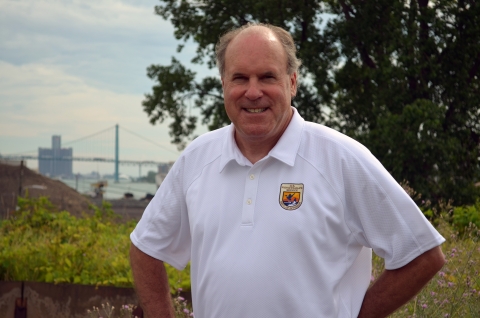 Charlie Wooley poses at Detroit River International Wildlife Refuge