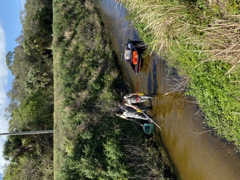 Peninsular Florida FWCO Fish Biologists testing new electrofishing barge