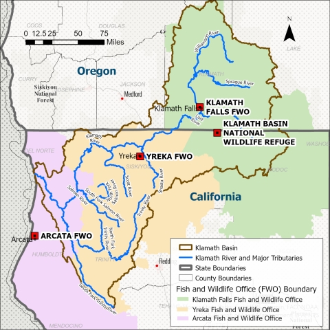 map showing Klamath Basin offices 