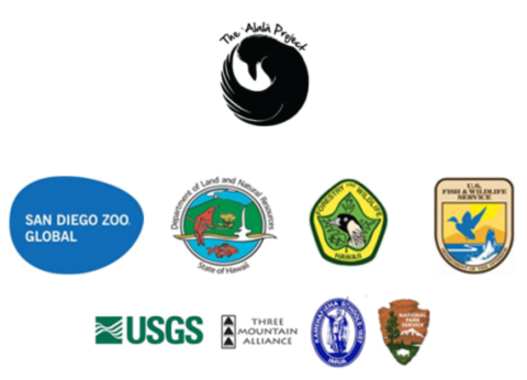 A banner that shows the logos of all the partners involved in the ʻAlalā Project