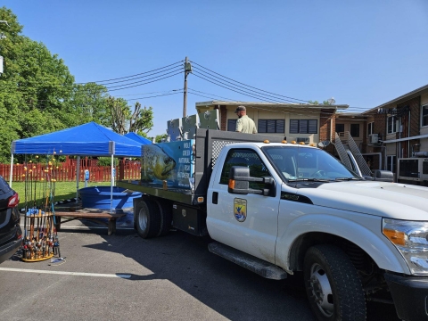 USFWS fish distribution truck unloading fish for into tank