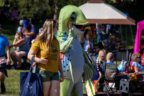 Rainbow trout mascot