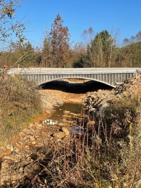 Photo of new culvert near sports fields in Springville, Alabama