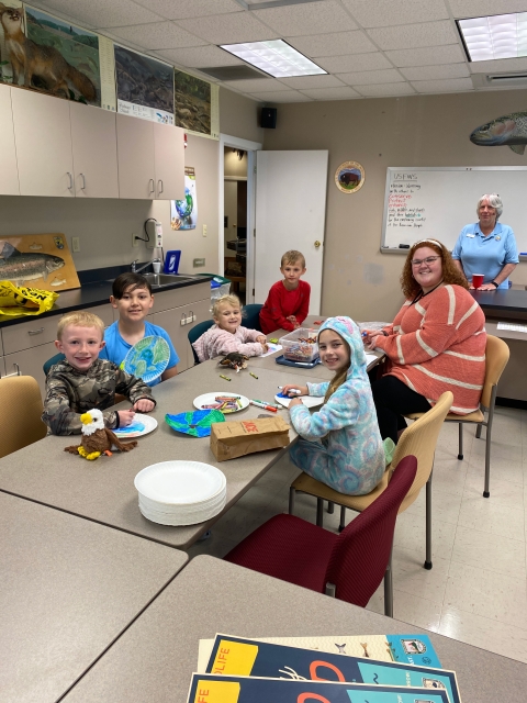 Children making earth day crafts