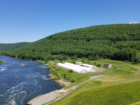 View of Allegheny National Fish Hatchery from the Kinzua Dam