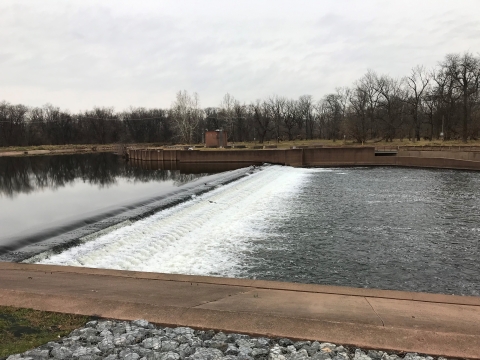 Island Farm Weir on the Raritan River, site of a rock ramp fishway to be installed