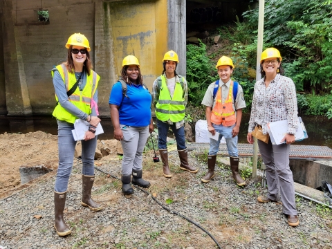 USFWS Staff and Interns standing in front of a river