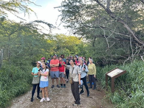 Cabo Rojo NWR Park Ranger Gisella Burgos conducting an interpretive tour in the observation tower trail