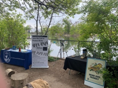U.S. Fish and Wildlife Service and Denver Zoo tables for World Migratory Bird Day