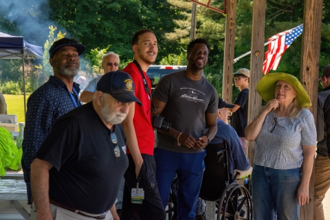 Veterans gathered for a fishing event