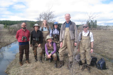 A group photo of Marilet Zablan and the Region 1 endangered species team standing in front of a creek at the Conboy Lake NWR. 
