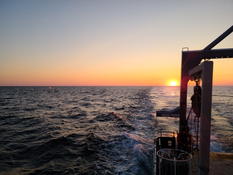 A sunet over the open ocean from the deck of a research cruise