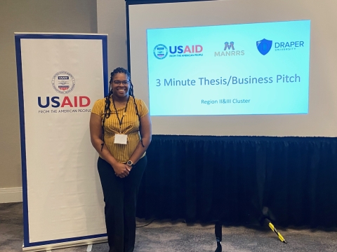 Sheniqua Glover participated in 3-minute thesis competition honing presentation skills and sharing research at regional cluster