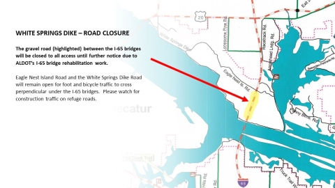 White Springs Dike - Road closed between the I-65 bridges