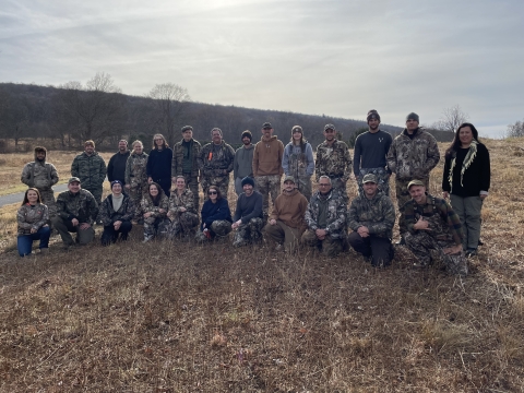 Group photo of archery mentored deer hunt at Cherry Valley NWR November2024