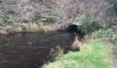 small culvert with a huge embankment above it