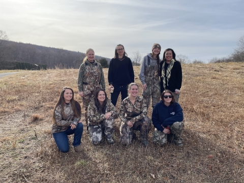 Women's group photo at mentored deer hunt at Cherry Valley NWR November 2024