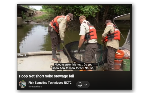 Hoop net storage on boat but bridle too short on the hoop net: