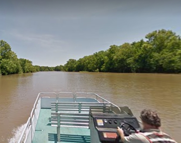 Man driving pontoon boat