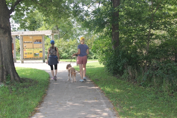 Dog walking at Trempealeau National Wildlife Refuge 