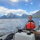 Martha operating boat at Grand Teton NP