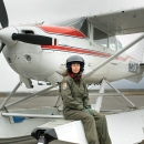 woman sitting on a float plane