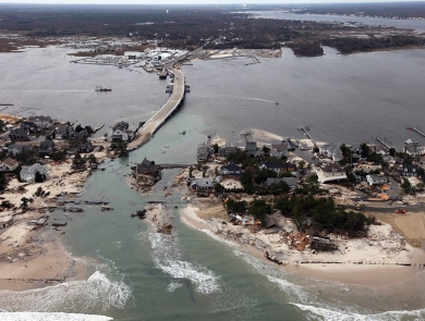 Aerial view of damages left by Hurricane Sandy.