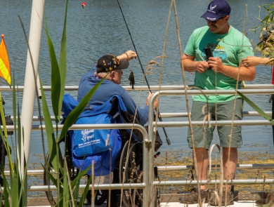 Veteran in wheelchair catches fish