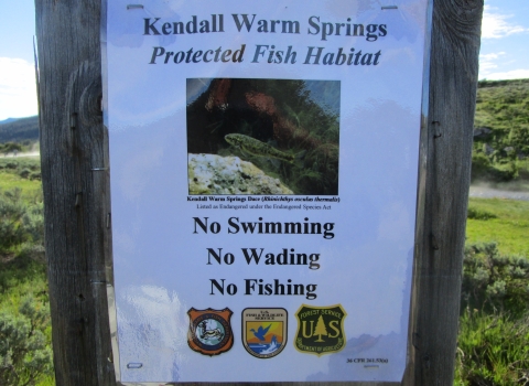 Image of the sign posted at Kendall Warm Springs