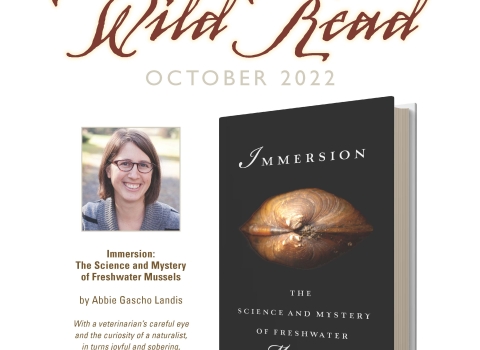 Poster for America’s Wild Read Fall 2022 with head and shoulders image of author and image of book cover for Immersion. Graphics: Richard DeVries/USFWS