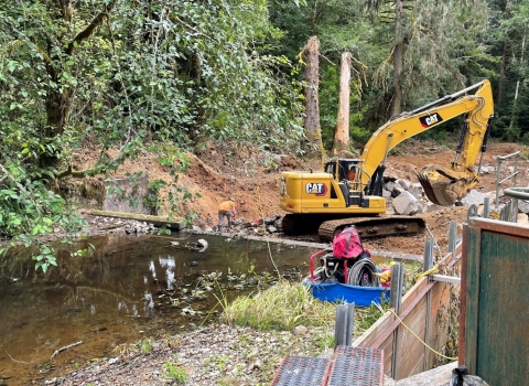 Klaskanine Fish Hatchery Dam #3 under removal and restoration