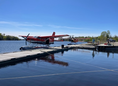 plane sitting on the water