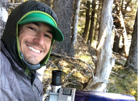 Service biologist collecting northern sea otter data in Kachemak Bay, Alaska