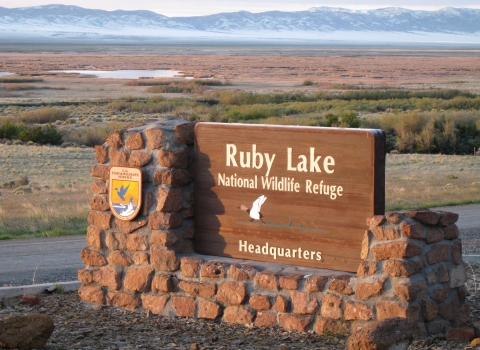 Headquarters sign at Ruby Lake NWR