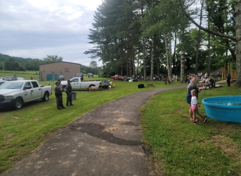 Dale Hollow NFH 2024 kids fishing rodeo kiddy pool and volunteer staging